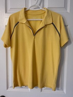 Women's Izod Yellow Short-Sleeve Half-Zip Polo
